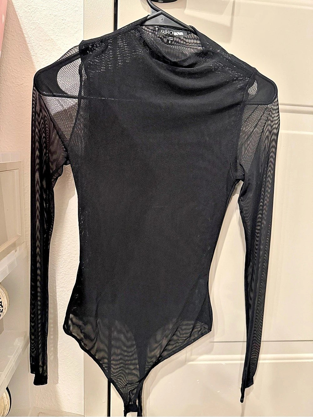 Black Sheer Long Sleeve Bodysuit